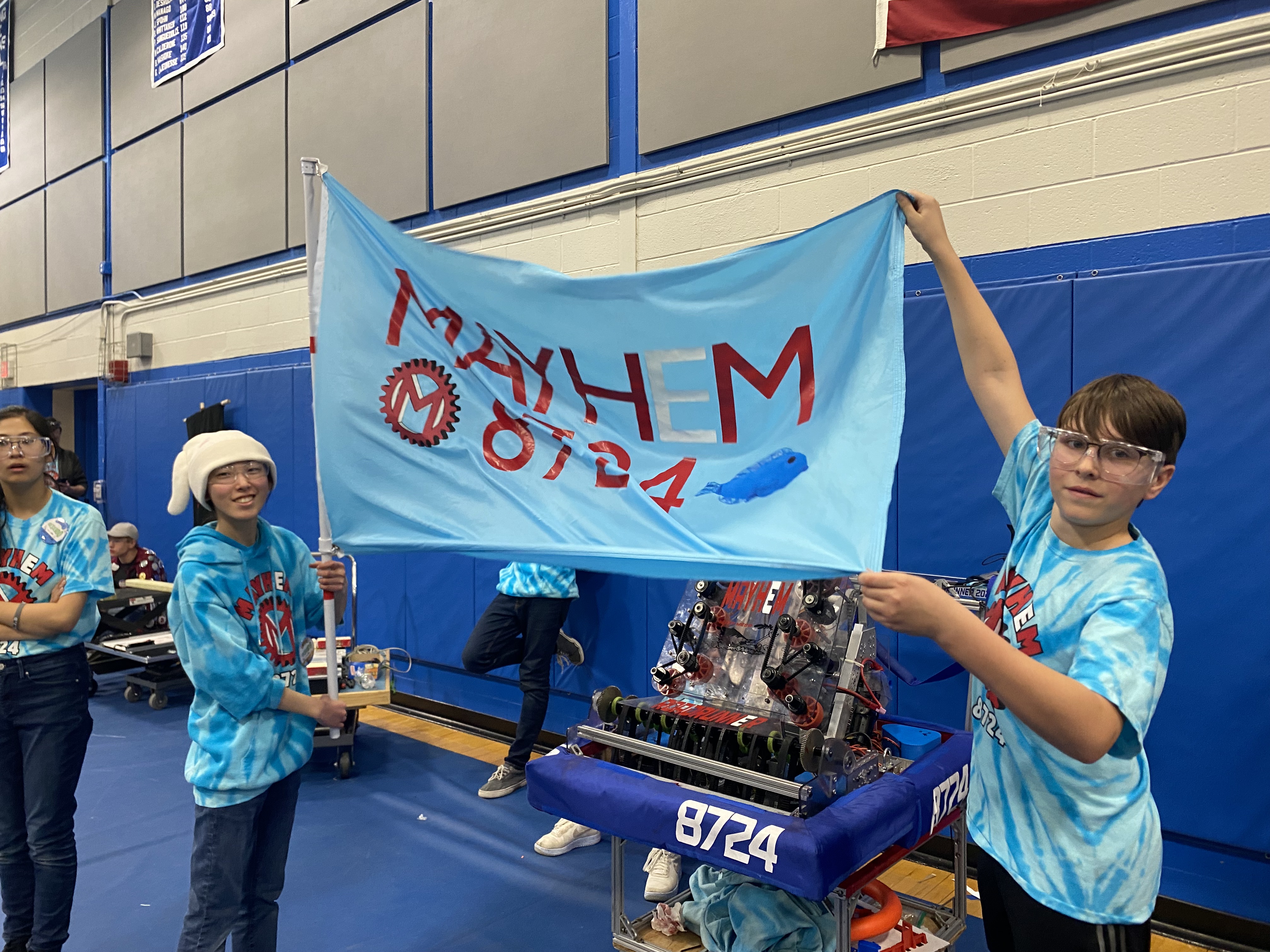 Mayhem Robotics students and robot